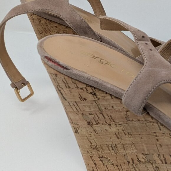 Sergio Rossi Tan Suede Platform Sandal, Size 41 - Picture 9 of 10